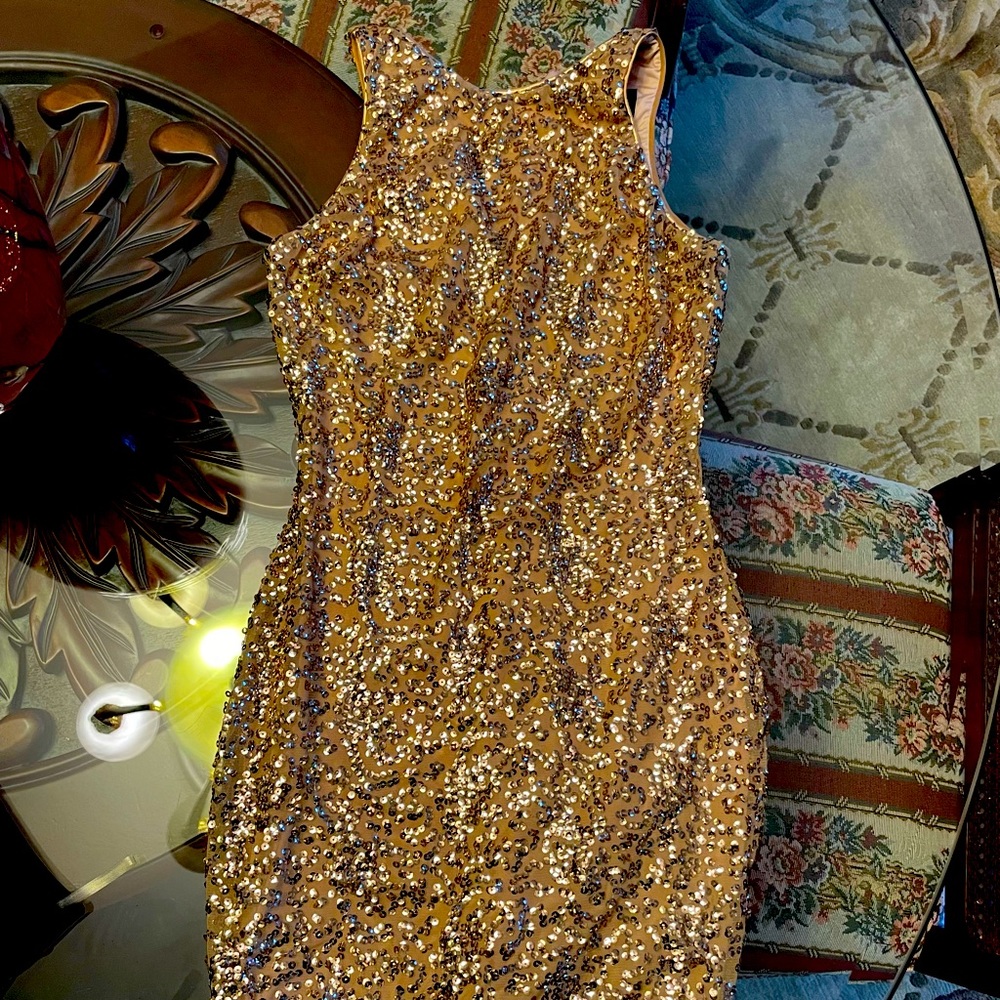 Gold sequin Dress the population dress